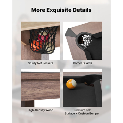 Σετ Τραπεζιών Μπιλιάρδου VEVOR 214cm, Τραπέζια Μπιλιάρδου 3 σε 1 για Πολλαπλά Παιχνίδια με Επιφάνεια Τραπεζαρίας και Πινγκ Πονγκ, 2 Πάγκοι για Αποθήκευση και Αξεσουάρ, Περιλαμβάνει Βάση για Στέκες, Βούρτσα Κιμωλίας, για Οικογενειακό Δωμάτιο Αναψυχής