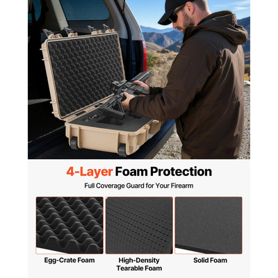 Θήκη σκληρού τυφεκίου VEVOR, θήκη τυφεκίου με κλειδαριά και 4 στρώσεις προκομμένου αφρού, αποθήκευση όπλου 914 mm με ρόδες, αδιάβροχες και ανθεκτικές στη σκόνη θήκες αποθήκευσης πιστολιών IP67 για τυφέκια, κυνηγετικά όπλα, όπλα Airsoft, χακί