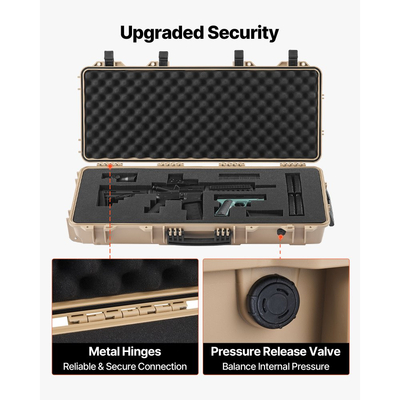 Θήκη σκληρού τυφεκίου VEVOR, θήκη τυφεκίου με κλειδαριά και 4 στρώσεις προκομμένου αφρού, αποθήκευση όπλου 914 mm με ρόδες, αδιάβροχες και ανθεκτικές στη σκόνη θήκες αποθήκευσης πιστολιών IP67 για τυφέκια, κυνηγετικά όπλα, όπλα Airsoft, χακί