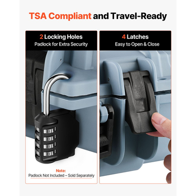 Θήκη σκληρού τυφεκίου VEVOR, θήκη τυφεκίου με κλειδαριά και προκομμένους αφρούς, αποθήκευση όπλου 1016 mm με ρόδες, IP67 αδιάβροχη και ανθεκτική στη σκόνη κινητή μεγάλη αποθήκευση πιστολιού για τυφέκια, κυνηγετικά όπλα, όπλα Airsoft, γκρι