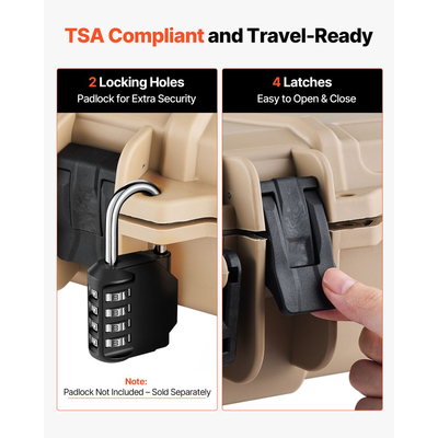 Θήκη σκληρού τυφεκίου VEVOR, θήκη τυφεκίου με κλειδαριά και προκομμένους αφρούς, αποθήκευση όπλου 1016 mm με ρόδες, IP67 αδιάβροχη και ανθεκτική στη σκόνη κινητή μεγάλη αποθήκευση πιστολιού για τυφέκια, κυνηγετικά όπλα, όπλα Airsoft, χακί