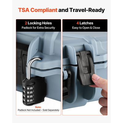 Θήκη σκληρού τυφεκίου VEVOR, θήκη τυφεκίου με κλειδαριά και προκομμένους αφρούς, κινητή αποθήκευση όπλου 1066 mm με ρόδες, αδιάβροχη και ανθεκτική στη σκόνη αποθήκευση πιστολιού IP67 για τυφέκιο, κυνηγετικό όπλο, όπλο Airsoft, γκρι