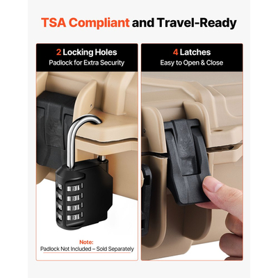 Θήκη σκληρού τυφεκίου VEVOR, θήκη τυφεκίου με κλειδαριά και προκομμένους αφρούς, κινητός χώρος αποθήκευσης όπλου 1066 mm με ρόδες, αδιάβροχη και ανθεκτική στη σκόνη αποθήκευση πιστολιού IP67 για τυφέκιο, κυνηγετικό όπλο, όπλο Airsoft, χακί