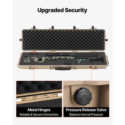 Θήκη σκληρού τυφεκίου VEVOR, θήκη τυφεκίου με κλειδαριά και προκομμένους αφρούς, κινητός χώρος αποθήκευσης όπλου 1270 mm με ρόδες, αδιάβροχη και ανθεκτική στη σκόνη αποθήκευση πιστολιού IP67 για τυφέκιο, κυνηγετικό όπλο, όπλο Airsoft, χακί