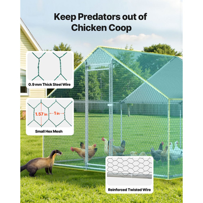 Μεταλλικό κοτέτσι VEVOR, Μεγάλοι χώροι για κοτέτσια 9,8x13,1x6,5 πόδια με κάλυμμα, περίβλημα κοτέτσιου με στέγη με κλειδαριά ασφαλείας, εξωτερικό κλουβί για πάπιες και κουνέλια, μάντρα πουλερικών για αυλή, αγρόκτημα, αυλή