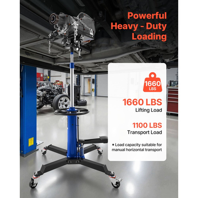 Υδραυλικός γρύλος μετάδοσης κίνησης VEVOR, 1660 λίβρες / 0,75 τόνοι, τηλεσκοπικός γρύλος μετάδοσης κίνησης με πεντάλ ποδιού, περιστρεφόμενος τροχός 360°, ύψος ανύψωσης 88-176 cm, ανυψωτικός γερανός για γκαράζ/καταστήματα