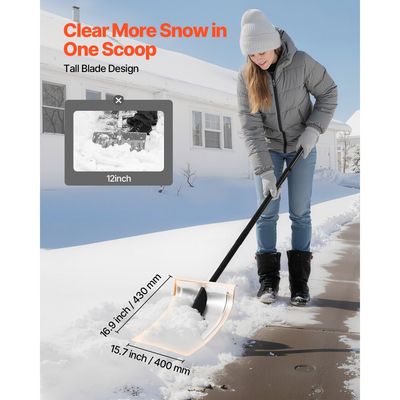 Φτυάρι χιονιού VEVOR για δρόμο, φτυάρι χιονιού από κράμα αλουμινίου πλάτους 40cm, αντιολισθητική λαβή, φτυάρια εκχιονιστικού μεγάλης χωρητικότητας, αποσπώμενο και ελαφρύ εργαλείο αφαίρεσης χιονιού για κήπο, αυτοκίνητο, κάμπινγκ σε εξωτερικούς χώρους
