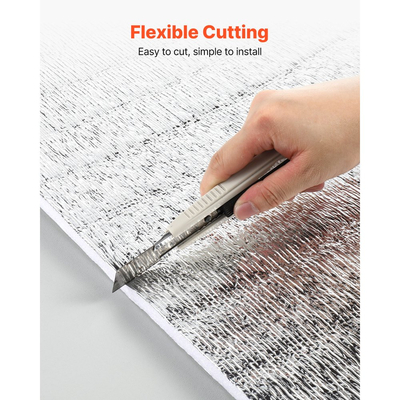 Ανακλαστικός Ρολό Μονωτικής Χρήσης VEVOR, Ακτινοβολικό Φράγμα με Πυρήνα Αφρού EPE, 3mm 76,2mx 1,22 m, Φύλλο Αλουμινίου Λευκή Φιλμ PE Θερμοανακλαστική Ασπίδα, Θερμομονωτικό Ρολό για Πόρτες Γκαράζ και Παράθυρα Στέγης RV