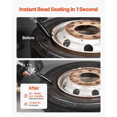 Φορητό εργαλείο φουσκώματος ελαστικών VEVOR, φυσητήρας αέρα 2,1 γαλονιών / 8 λίτρων, φορητό εργαλείο φουσκώματος ελαστικών, πίεση λειτουργίας 87-116 PSI, φουσκωτής θέσης σκανδάλης για αυτοκίνητο, συμπαγές SUV, ελαφρύ φορτηγό, ηλεκτρικό ποδήλατο, τροχόσπιτο, ATV