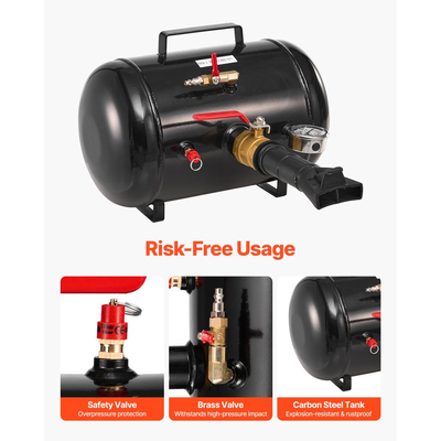 VEVOR Αεροδυναμικό Εργαλείο Αερισμού Ελαστικών, 5 Γαλόνια / 18,9 Λ, Εργαλείο Αερισμού Ελαστικών Βαρέως Τύπου, Πίεση Λειτουργίας 87-116 PSI, Φουσκωτή Σέλας με Σκανδάλη Αέρα για Pickup, Φορτηγό, ATV, Jeep, Van, Τρακτέρ, RV, Μαύρο