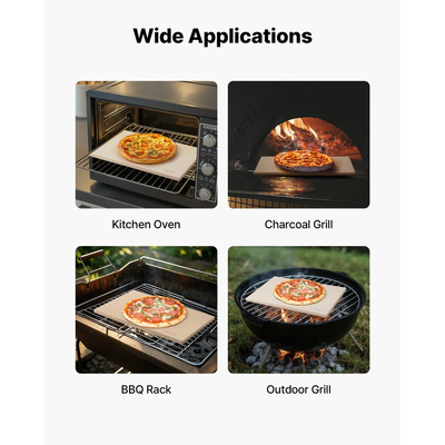 Πέτρα πίτσας VEVOR, ορθογώνια πέτρα πίτσας από κορδιερίτη 508 x 355 mm, πολύ μεγάλη πέτρα ψησίματος με φλοιό αλουμινίου, πάχους 15 mm ανθεκτικό στη θερμότητα κορδιερίτη, για φούρνο, ψήσιμο ψωμιού και πίτσας, ψήσιμο στη σχάρα BBQ