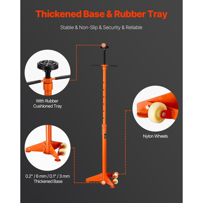 Βάση στήριξης κάτω από ανυψωτικό VEVOR, Χωρητικότητα 3/4 τόνου κάτω από βάση γρύλου ανύψωσης, Ανύψωση από 38,4 έως 75,4 ίντσες, Λαβή περιστροφής τοποθετημένη σε ρουλεμάν, Αυτοασφαλιζόμενη βίδα με σπείρωμα, Δύο τροχοί, Εξαρτήματα στήριξης οχήματος