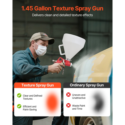 Πιστόλι ψεκασμού VEVOR Air Texture, πιστόλι ψεκασμού αέρα 4,5L, επαγγελματικός ψεκαστήρας βαφής υφής γυψοσανίδας με 3 ακροφύσια (3,5mm, 6mm, 8mm) για υφές Popcorn, Knockdown, φλούδας πορτοκαλιού