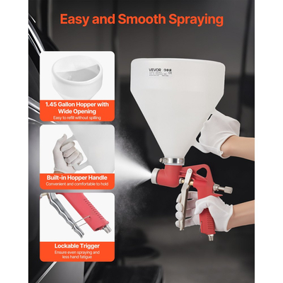 Πιστόλι ψεκασμού VEVOR Air Texture, πιστόλι ψεκασμού αέρα 4,5L, επαγγελματικός ψεκαστήρας βαφής υφής γυψοσανίδας με 3 ακροφύσια (3,5mm, 6mm, 8mm) για υφές Popcorn, Knockdown, φλούδας πορτοκαλιού