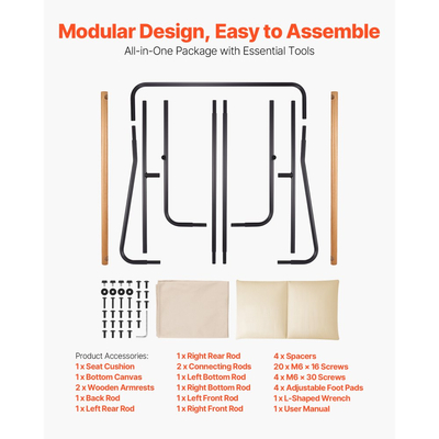 Πολυθρόνα VEVOR Accent, Μεταλλική καρέκλα με ξύλινα μπράτσα, Μοντέρνα άνετη πολυθρόνα με ταπετσαρία, με μαλακό αφρώδες μαξιλάρι, Αποσπώμενο μαξιλάρι, για σαλόνι, υπνοδωμάτιο, αίθουσα ανάγνωσης, γραφείο, μπεζ