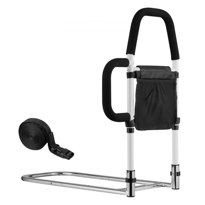 VEVOR Ράγα Κρεβατιού για Ηλικιωμένους, Ράγες Υποβοήθησης Κομοδίνου με Πλαϊνή Λαβή και Χειρολαβή PU, Ρυθμιζόμενο Ύψος Ράγα Κομοδίνου από Σωλήνα από Ανθρακούχο Χάλυβα, Μπάρες Κρεβατιού για Ηλικιωμένους & Ασθενείς, Ταιριάζει σε King, Queen, Ολόκληρο, Μονόκλινο