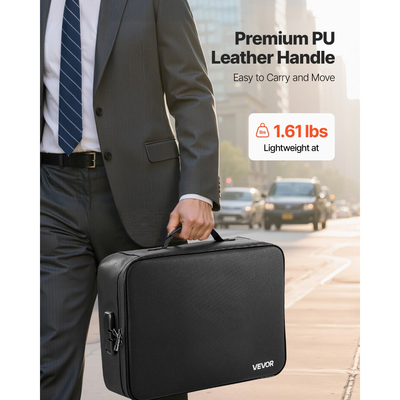 Πυράντοχο κουτί εγγράφων VEVOR, θερμομονωτικό πυράντοχο και αδιάβροχο κουτί 1000 ℃ με κλειδαριά, φορητός πολυστρωματικός οργανωτής αρχείων ταξιδιού για το σπίτι, για διαβατήρια, σημαντικά έγγραφα, αρχεία