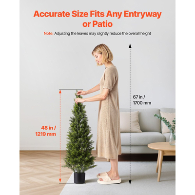 Τεχνητά Κέδροι VEVOR Topiary, Σετ 2 Φυτών Ψεύτικου Πεύκου 1219 χιλιοστών, Ψεύτικο Δέντρο Μεταξιού που Φαίνεται Αληθινό, Εύκολη Συναρμολόγηση για Διακόσμηση, Μπροστινή Βεράντα, Εξωτερική Αίθριο, Κήπος, Μπαλκόνι, Αυλή, Εσωτερικό Γραφείο