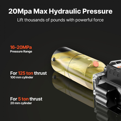 Μονάδα ισχύος υδραυλικής αντλίας VEVOR, AC 220V, Υδραυλική μονάδα μονής ενέργειας 10 λίτρων, Ροή λαδιού 6,3 L/min, Μέγιστη πίεση εκκένωσης 22 MPa για ανατρεπόμενο φορτηγό, συνεργείο αυτοκινήτων, πλατφόρμες ανύψωσης αυτοκινήτων, μαύρο