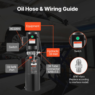 Μονάδα ισχύος υδραυλικής αντλίας VEVOR, AC 220V, Υδραυλική μονάδα μονής ενέργειας 10 λίτρων, Ροή λαδιού 6,3 L/min, Μέγιστη πίεση εκκένωσης 22 MPa για ανατρεπόμενο φορτηγό, συνεργείο αυτοκινήτων, πλατφόρμες ανύψωσης αυτοκινήτων, μαύρο
