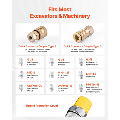 Ψηφιακό κιτ σύνδεσης δοκιμής υδραυλικής πίεσης VEVOR, μετρητής μανόμετρου πίεσης 700 Bar με 2 μετρητές, 9 συνδέσμους δοκιμής, 2 συνδέσμους γρήγορης απελευθέρωσης, 2 εύκαμπτους σωλήνες για μηχανήματα κατασκευών εκσκαφέων