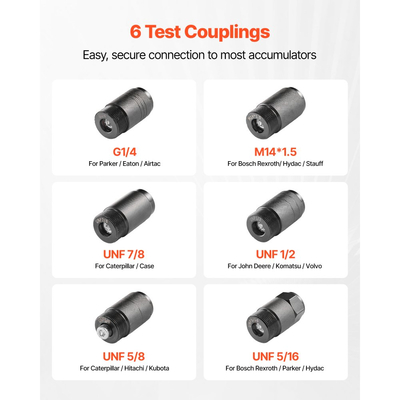 Κιτ φόρτισης υδραυλικού συσσωρευτή αζώτου VEVOR, κιτ πλήρωσης αζώτου "όλα σε ένα", σύστημα δοκιμής πίεσης με 3 μετρητές (100, 250, 400 Bar), 6 προσαρμογείς συνδέσμους, 1 εύκαμπτος σωλήνας αερίου, 1 βαλβίδα, 1 προσαρμογέας CGA580