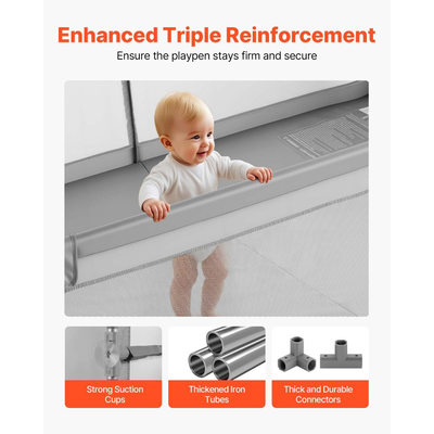 Παιδικό Πάρκο VEVOR, 2000 x 1785mm Πολύ Μεγάλο Πάρκο για Μωρά και Νήπια, Εσωτερική/Εξωτερική Παιδική Κήπος με Φράχτη, Κέντρο Δραστηριοτήτων Ασφαλείας χωρίς Κενά με 50 Μπάλες Ωκεανού, Πόρτα με Φερμουάρ & Μαλακό Αναπνεύσιμο Δίχτυ