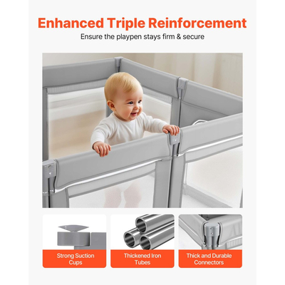 Παιδικό Πάρκο VEVOR, Πάρκο Πάρκινγκ 2000 x 1780mm, Πτυσσόμενος Φράχτης για Παιδιά με Πόρτα με Φερμουάρ & Μαλακό Αναπνεύσιμο Δίχτυ, Κέντρο Ασφαλών Δραστηριοτήτων Εσωτερικού και Εξωτερικού Χώρου - Υπέροχο Δώρο για Νήπια