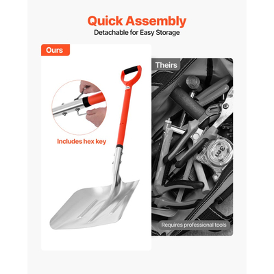 Φτυάρι χιονιού VEVOR για δρόμο, Φτυάρι χιονιού από κράμα αλουμινίου πλάτους 35 cm με λαβές σε σχήμα D, Φτυάρια εκχιονιστικού μεγάλης χωρητικότητας, Εργαλείο αφαίρεσης ελαφρού χιονιού για κήπο, αυτοκίνητο, κάμπινγκ