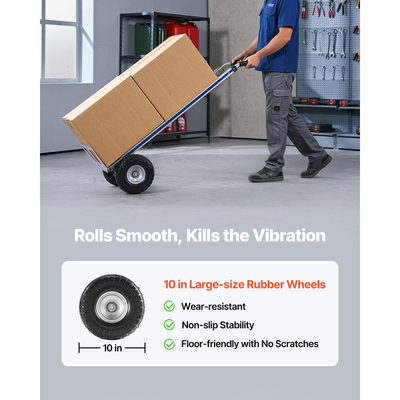 Φορητό καρότσι VEVOR, χωρητικότητα φορτίου 226,9 kg, βαρέως τύπου καρότσι χειρός με αντιολισθητικές ρόδες και λαβή, φορητό καρότσι χειρός από κράμα αλουμινίου με ιμάντα πρόσδεσης για μετακόμιση σε σπίτι, γραφείο, αποθήκη