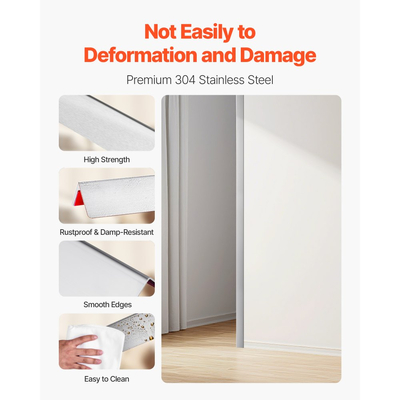 Προστατευτικό γωνιών τοίχου VEVOR από ανοξείδωτο ατσάλι, 50 x 50 x 1217 mm, Συσκευασία 10 μεταλλικών γωνιακών προστατευτικών, διακοσμητικό άκρο από ανοξείδωτο ατσάλι 304, γωνία 90 μοιρών, για προστασία τοίχου σπιτιού, γραφείου, επαγγελματικής χρήσης, με ταινία 3 μέτρων