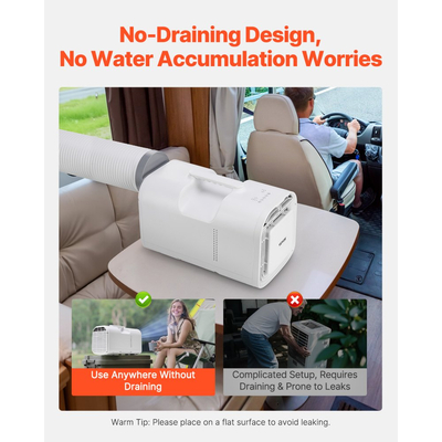 Φορητό Κλιματιστικό VEVOR, Μονάδα Κλιματισμού 3 Ταχυτήτων 4250 BTU με Χρονοδιακόπτη 24 ωρών, Τηλεχειριζόμενο Φορητό Κλιματιστικό Ρυθμιζόμενης Θερμοκρασίας 16-32℃, Για Υπαίθρια Σκηνή, Κάμπινγκ, RV ή Οικιακή Χρήση, Λευκό