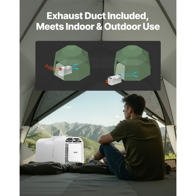 Φορητό Κλιματιστικό VEVOR, Μονάδα Κλιματισμού 3 Ταχυτήτων 4250 BTU με Χρονοδιακόπτη 24 ωρών, Τηλεχειριζόμενο Φορητό Κλιματιστικό Ρυθμιζόμενης Θερμοκρασίας 16-32℃, Για Υπαίθρια Σκηνή, Κάμπινγκ, RV ή Οικιακή Χρήση, Λευκό