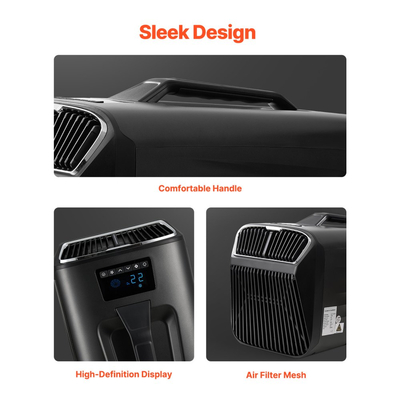 Φορητό Κλιματιστικό VEVOR, Μονάδα Κλιματισμού 3 Ταχυτήτων 4000BTU με 24ωρο Χρονοδιακόπτη, Φορητό Κλιματιστικό Ρυθμιζόμενο από 16-30℃, Συμβατό με AC/DC για Υπαίθρια Σκηνή, Κάμπινγκ, RV ή Οικιακή Χρήση, Σκούρο Γκρι