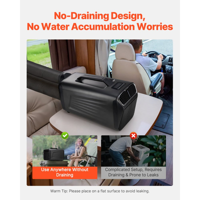 Φορητό Κλιματιστικό VEVOR, Μονάδα Κλιματισμού 3 Ταχυτήτων 4000BTU με 24ωρο Χρονοδιακόπτη, Φορητό Κλιματιστικό Ρυθμιζόμενο από 16-30℃, Συμβατό με AC/DC για Υπαίθρια Σκηνή, Κάμπινγκ, RV ή Οικιακή Χρήση, Σκούρο Γκρι