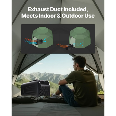 Φορητό Κλιματιστικό VEVOR, Μονάδα Κλιματισμού 3 Ταχυτήτων 4000BTU με 24ωρο Χρονοδιακόπτη, Φορητό Κλιματιστικό Ρυθμιζόμενο από 16-30℃, Συμβατό με AC/DC για Υπαίθρια Σκηνή, Κάμπινγκ, RV ή Οικιακή Χρήση, Σκούρο Γκρι