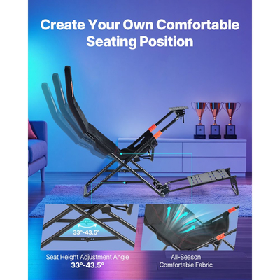 Φορητή βάση τιμονιού VEVOR, πτυσσόμενη και ρυθμιζόμενη βάση τιμονιού, εσωτερικό πλάτος καθίσματος 470 mm, συμβατή με Logitech G923/G920/G29, Thrustmaster T248P, Fanatec, Hori, Mad Catz, μαύρη