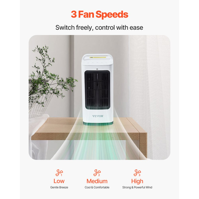 Φορητό κλιματιστικό VEVOR, ψύκτης αέρα με εξάτμιση 4 σε 1, μίνι κλιματιστικό 3 ταχυτήτων με έξυπνο χρονοδιακόπτη 0-7 ωρών, δεξαμενή νερού 1700ml, φως 7 χρωμάτων, προσωπικός μίνι ανεμιστήρας AC γραφείου για υπνοδωμάτιο/γραφείο