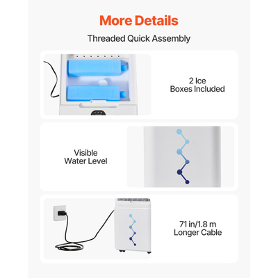 Φορητό Κλιματιστικό VEVOR, Κλιματιστικό Swamp Cooler 9L 550 CFM με Χρονοδιακόπτη 12 ωρών και Τηλεχειριστήριο, Ψύκτης Αέρα με Εξάτμιση 3 Ταχυτήτων με 2 Θήκες Πάγου, Αθόρυβο & Κινητό, Ιδανικό για Εξωτερική & Εσωτερική Χρήση