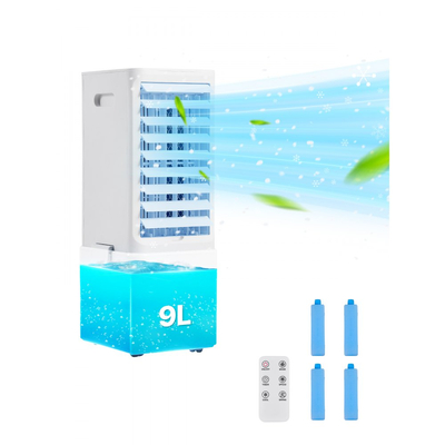 Φορητό Κλιματιστικό VEVOR, Κλιματιστικό Swamp Cooler 9L 550 CFM με Χρονοδιακόπτη 12 ωρών και Τηλεχειριστήριο, Ψύκτης Αέρα με Εξάτμιση 3 Ταχυτήτων με 2 Θήκες Πάγου, Αθόρυβο & Κινητό, Ιδανικό για Εξωτερική & Εσωτερική Χρήση
