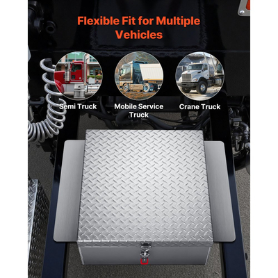 Εργαλειοθήκη VEVOR για καρότσα φορτηγού, βαρέως τύπου κουτί εργαλείων αλουμινίου με πλάκα διαμαντιών, κουτί αποθήκευσης με θήκη εργαλείων που υποστηρίζει έως και 100 kg, ιδανικό για φορτηγό, καρότσα φορτηγού, τροχόσπιτο, ρυμουλκούμενο, 770 x 610 x 230 mm, ασημί