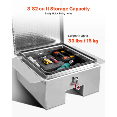 Εργαλειοθήκη VEVOR για καρότσα φορτηγού, βαρέως τύπου κουτί εργαλείων αλουμινίου με πλάκα διαμαντιών, κουτί αποθήκευσης με δυνατότητα οργάνωσης μπαούλου που υποστηρίζει έως και 100 kg, ιδανικό για φορτηγό, καρότσα φορτηγού, τροχόσπιτο, ρυμουλκούμενο, 770 x 610 x 310 mm, ασημί