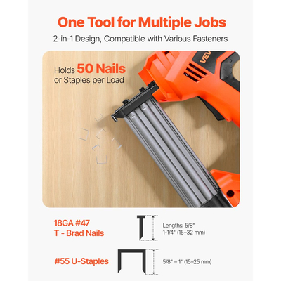 Ηλεκτρικό πιστόλι καρφιών VEVOR, καρφωτικό καρφιών 2 σε 1, 18 Gauge 32 mm, καρφωτικό καρφιών καρφιών με 1000 τεμάχια συνδετήρες και 1000 τεμάχια καρφιά, αντιολισθητική λαστιχένια λαβή, για ξυλουργικές εργασίες και DIY έργα