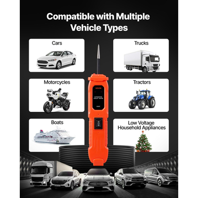 Δοκιμαστής κυκλώματος αυτοκινήτου VEVOR, Δοκιμαστής κυκλώματος ισχύος DCV 6 - 36 με φωτισμό, Δοκιμαστής ισχύος αυτοκινήτου με καλώδιο 13 ft / 4 m, Ανιχνευτής καλωδίων ABS Shell για Sedan, SUV, RV, φορτηγό