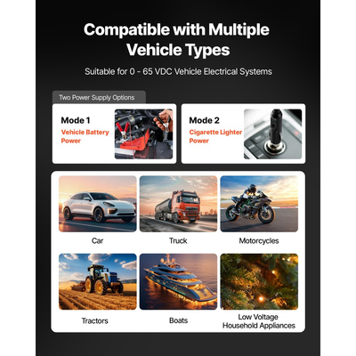 Κιτ ελέγχου κυκλώματος αυτοκινήτου VEVOR, Δοκιμαστής κυκλώματος ισχύος DCV 8 - 35 με έγχρωμη οθόνη TFT και φωτισμό, Ηλεκτρικός αισθητήρας ισχύος αυτοκινήτου 2 σε 1 με καλώδιο επέκτασης 19,7 ft / 6 m