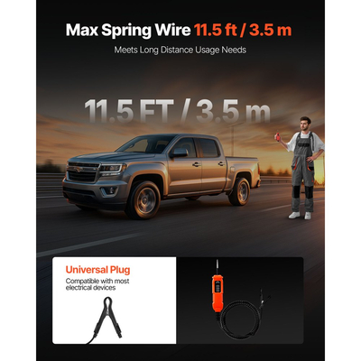 Δοκιμαστής κυκλώματος αυτοκινήτου VEVOR, Δοκιμαστής κυκλώματος ισχύος 3 - 72 DCV με οθόνη LED και φωτισμό, Δοκιμαστής ισχύος αυτοκινήτου με καλώδιο 11,5 ft / 3,5 m, Ηλεκτρικός ανιχνευτής κελύφους ABS