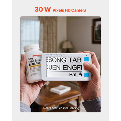 Φορητός Ψηφιακός Μεγεθυντικός Φακός VEVOR, Ηλεκτρονικός Μεγεθυντικός Φακός Βίντεο HD 127 mm για Χαμηλή Έκδοση, Ηλεκτρονικό Βοήθημα Ανάγνωσης με Ζουμ 4X - 32X με Λειτουργία 17 Χρωμάτων, Έξοδο AV, Πτυσσόμενη Λαβή & Φωτεινότητα Οθόνης 5 Επιπέδων