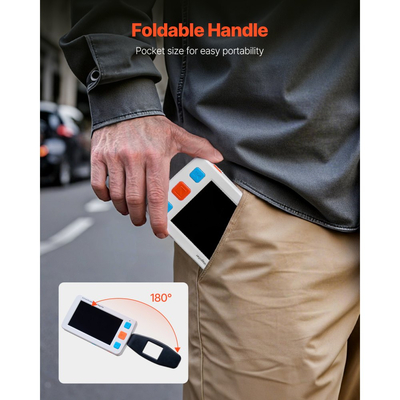 Φορητός Ψηφιακός Μεγεθυντικός Φακός VEVOR, Ηλεκτρονικός Μεγεθυντικός Φακός Βίντεο HD 127 mm για Χαμηλή Έκδοση, Ηλεκτρονικό Βοήθημα Ανάγνωσης με Ζουμ 4X - 32X με Λειτουργία 17 Χρωμάτων, Έξοδο AV, Πτυσσόμενη Λαβή & Φωτεινότητα Οθόνης 5 Επιπέδων