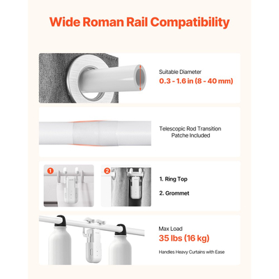 Αυτόματο ανοιχτήρι κουρτινών VEVOR, εφαρμογή και τηλεχειριστήριο, συμπεριλαμβάνεται Hub, ηλεκτρικό έξυπνο ανοιχτήρι κουρτινών συμβατό με Alexa και Google Home, χρονισμένο άνοιγμα και κλείσιμο, αθόρυβη λειτουργία, για ρωμαϊκές ράβδους