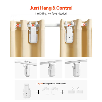 Αυτόματο ανοιχτήρι κουρτινών VEVOR, 2 τεμάχια, εφαρμογή και τηλεχειριστήριο, περιλαμβάνεται hub, ηλεκτρικό έξυπνο ανοιχτήρι κουρτινών συμβατό με Alexa και Google Home, χρονισμένο άνοιγμα και κλείσιμο, για ρωμαϊκές ράβδους, ράγες U/I